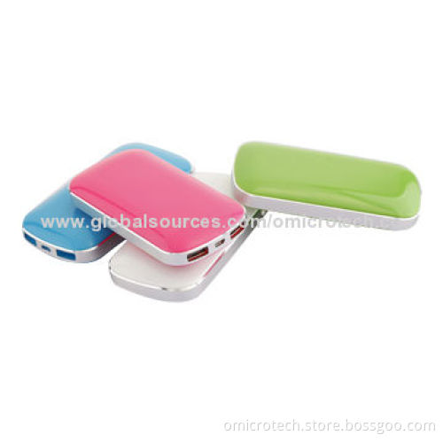 5,200mAh Fashionable Polymer/Dual-USB Port Power Banks, Long Standby Time, Various Colors Available